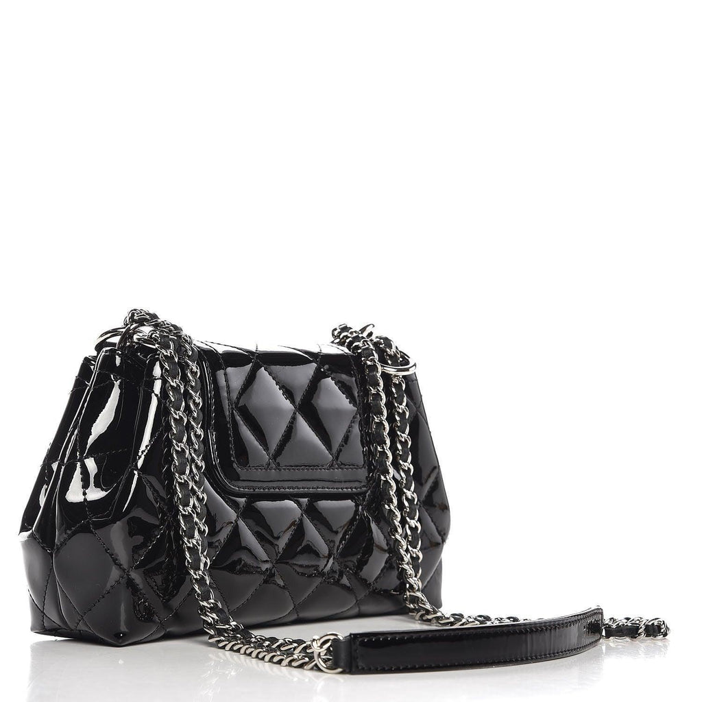 Chanel  Patent Quilted Coco Shine Small Accordion Flap Black