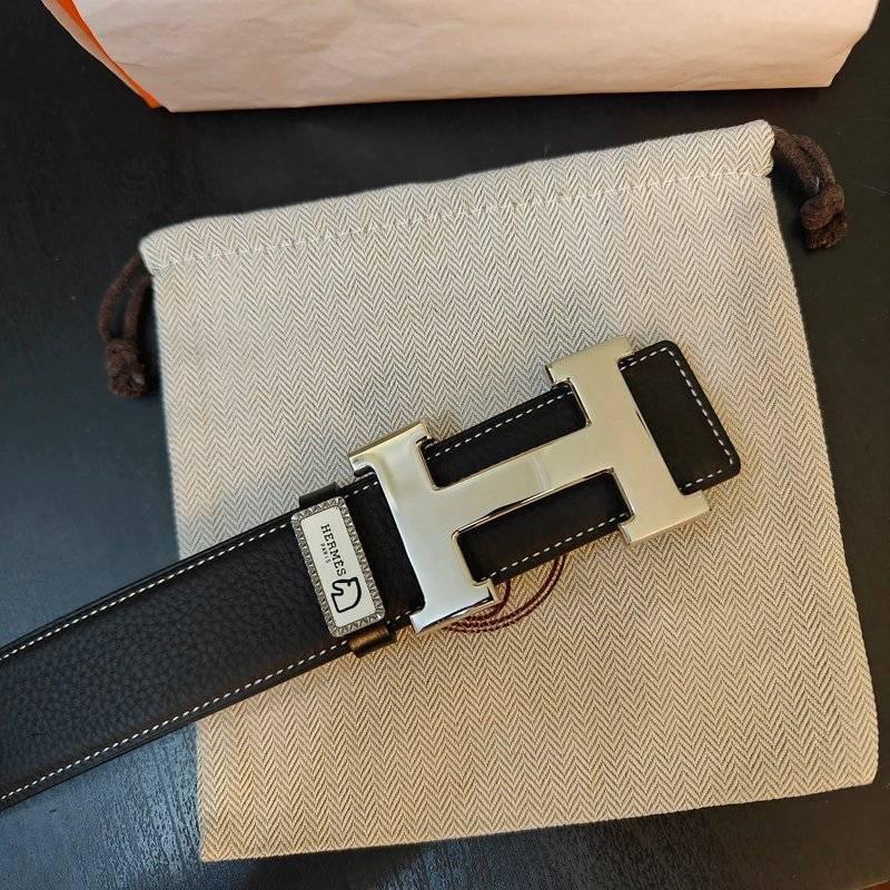 Hermes Men Silver Buckle Belt 'Black' Banlieue91