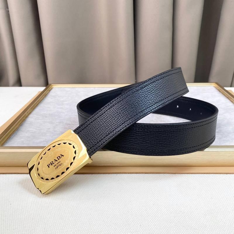 Prada Leather Belt Brushed Golden Buckle 'Black' Banlieue91