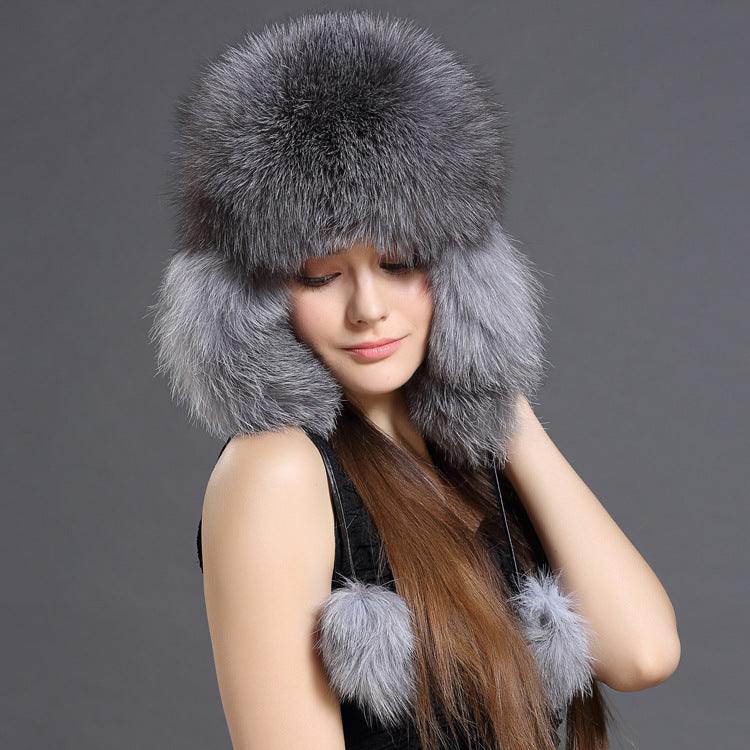Women’s Korean Fox Fur Lei Feng Hat – Warm Winter Ear Protection Hat FitiqueFit