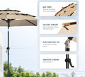 Nine Foot 3Tier Patio Umbrella Beige Fade Weatherproof