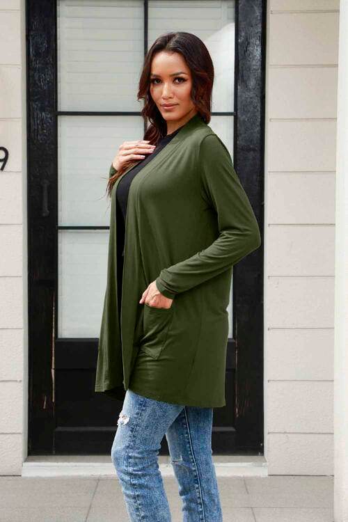 Basic Bae Full Size Open Front Long Sleeve Women Cardigan with Pockets