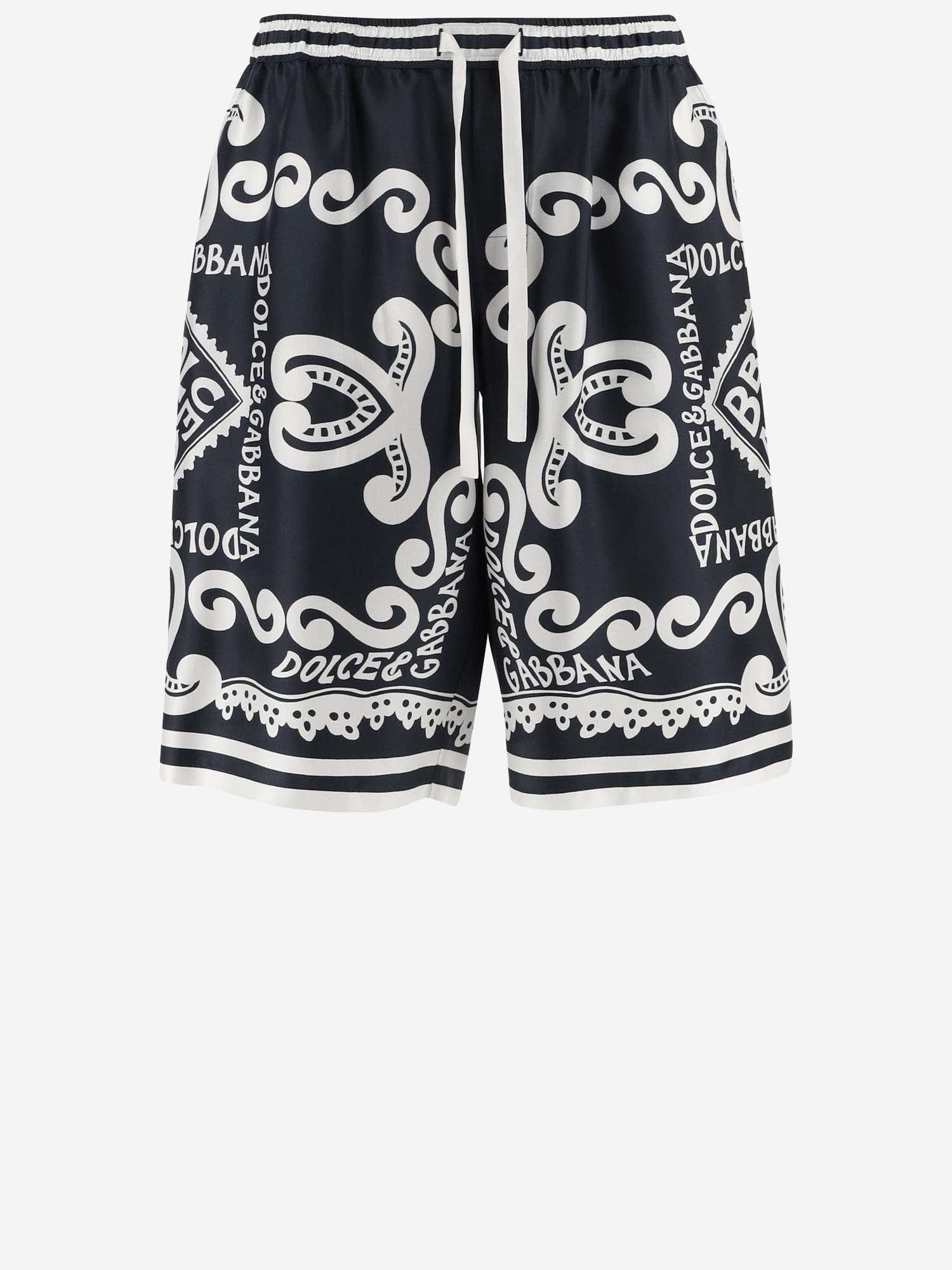 Dolce & Gabbana Printed Silk Bermuda Shorts