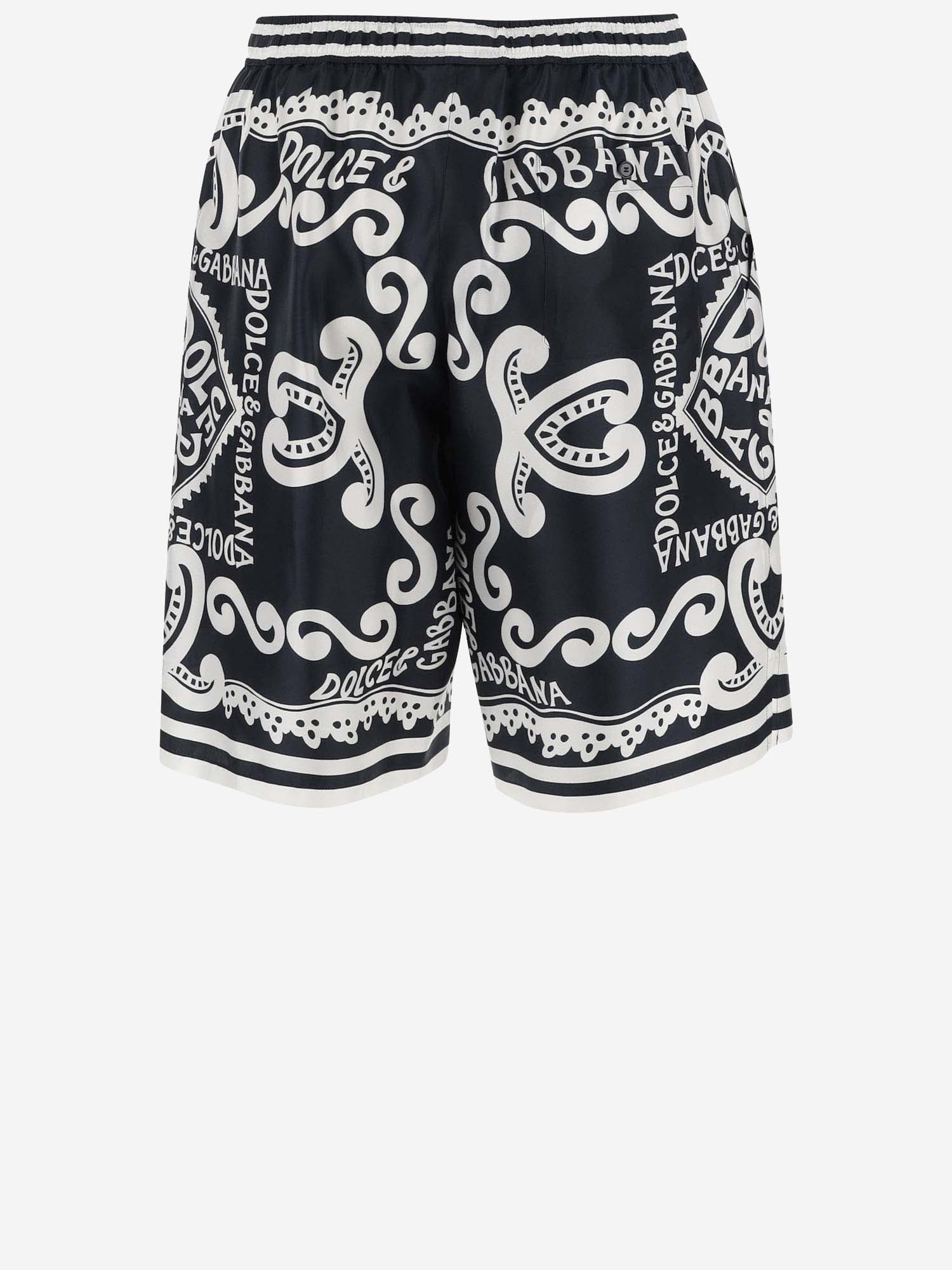 Dolce & Gabbana Printed Silk Bermuda Shorts