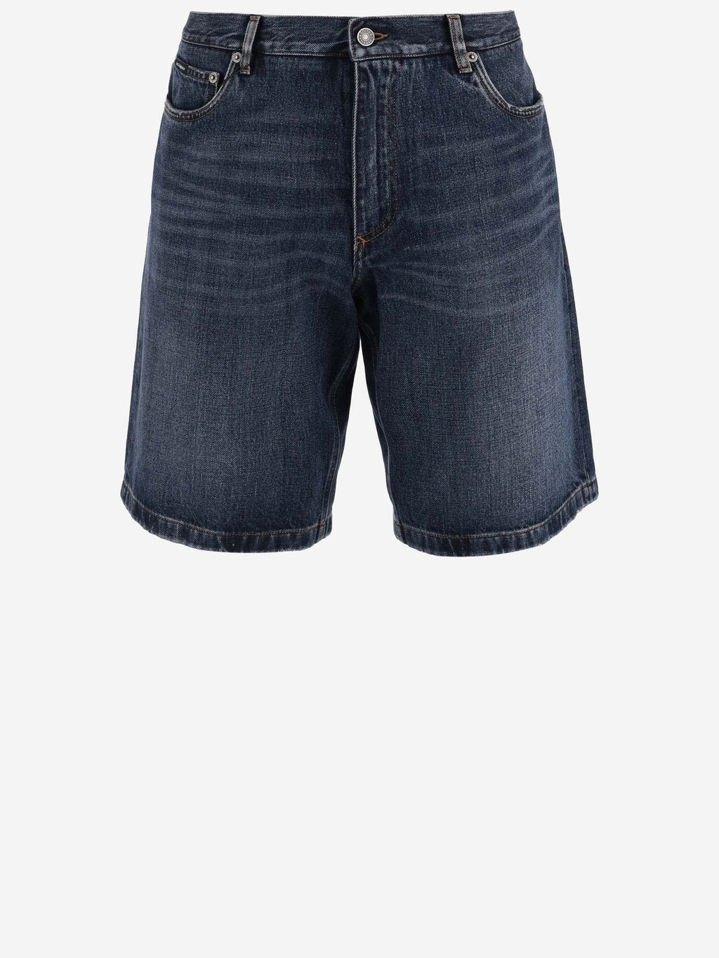 Dolce & Gabbana Cotton Denim Short Pants With Logo Plaque