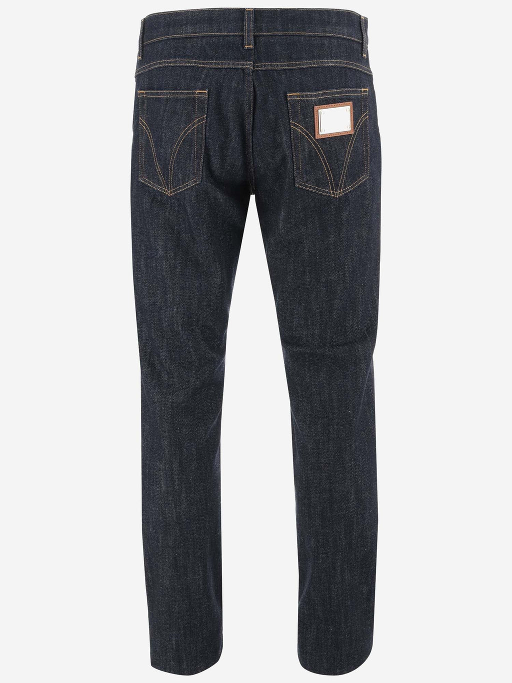 Dolce & Gabbana Cotton Denim Jeans With Dg Plaque
