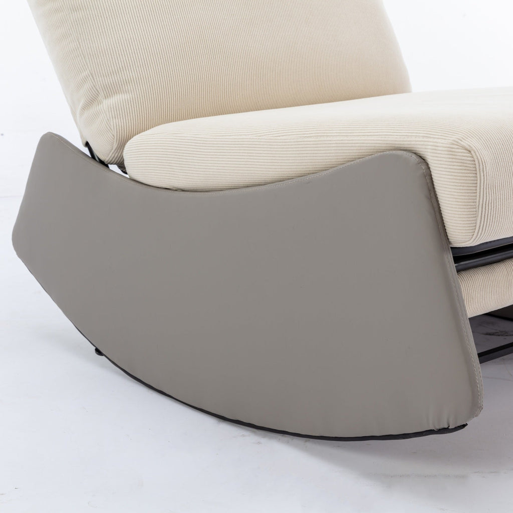Modern rocking chair recliner, comfortable cushioned recliner with footstool, gray V.I.P Digital Presence