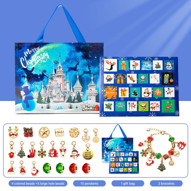 DIY creative children's bracelet jewelry 24-grid calendar Christmas holiday surprise blind box silver set V.I.P Digital Presence