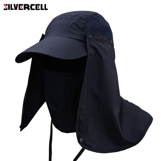 Sun Caps Flap Hats 360 degree Solar UV Protection Sun Hat Summer Men Women Sun Visor Cap Folding Removable Neck Face Mask Head V.I.P Digital Presence