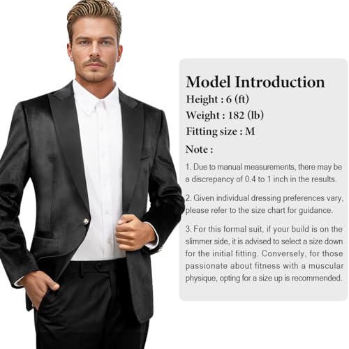 WYWK Men's Velvet Blazer One Button Casual Tuxedo WYWK