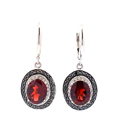 .38ct Garnet Diamond Dangle Earrings Sterling Silver Bids.com