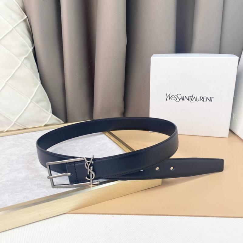 Saint Laurent Classic Monogram Square Buckle Belt Embossed Leather Banlieue91