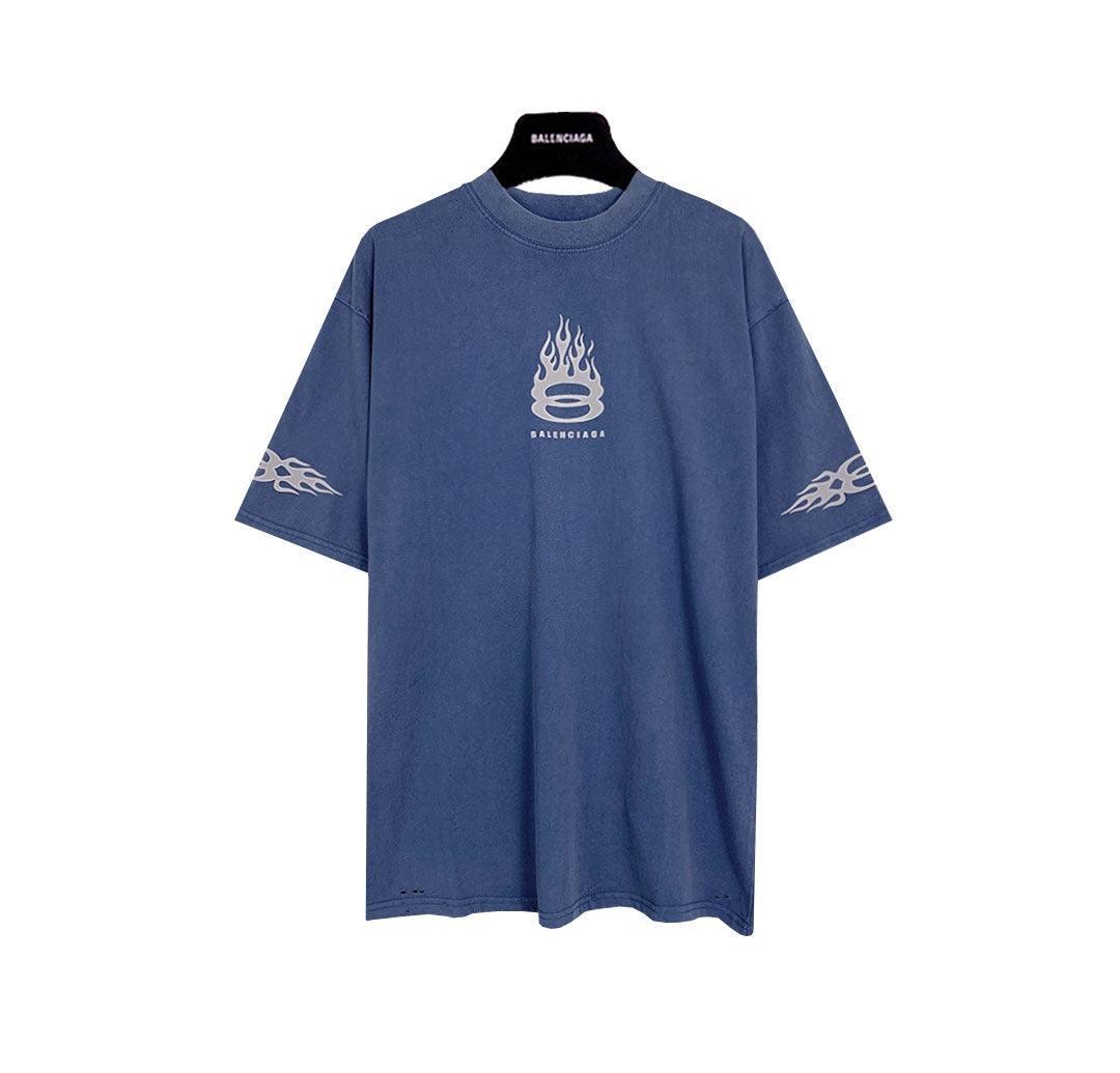 Balenciaga Light Blue T-Shirt Without Collar Banlieue91