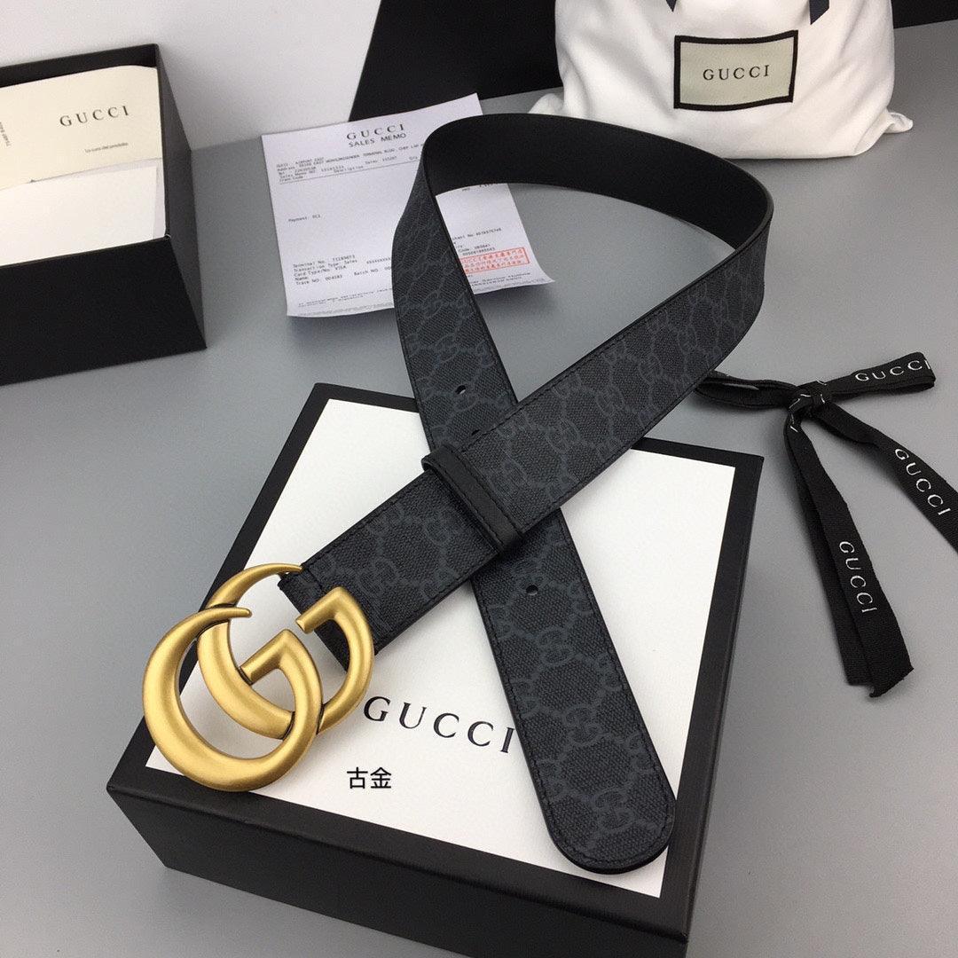GUCCI Embellished coated-canvas and leather belt 'Black' Banlieue91