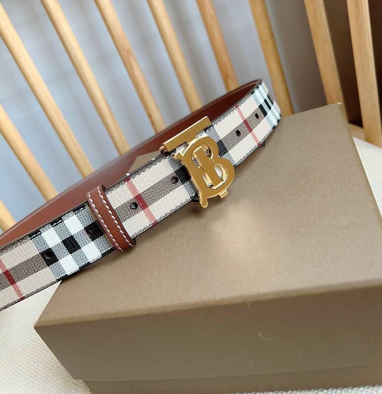 Burberry TB Belt E-Canvas & Leather Vintage Check Monogram Buckle - Timeless Luxury Banlieue91