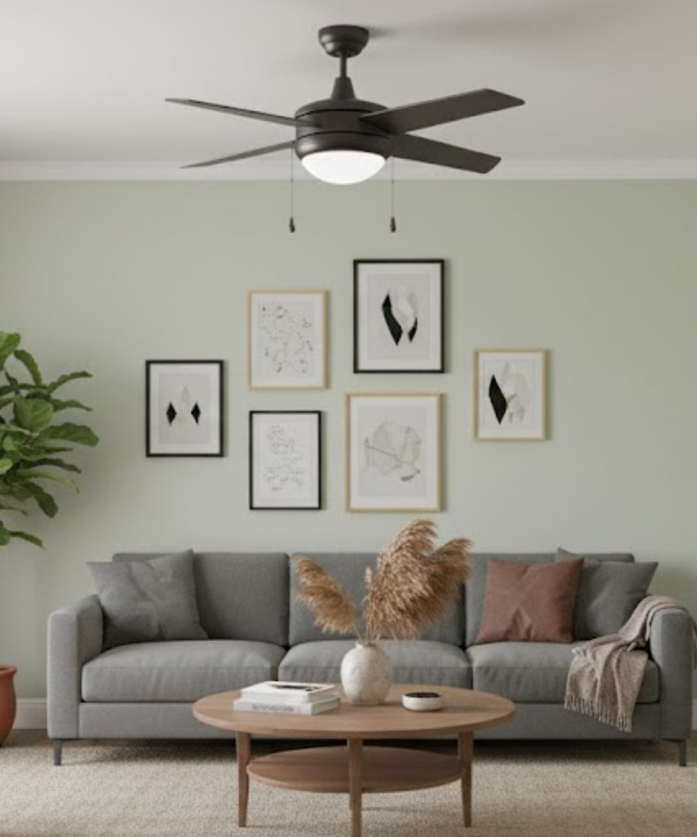 52" Europa IV 4-Blade Ceiling Fan Oil Rubbed Bronze Finish with Integrated LED Light LampsUSA