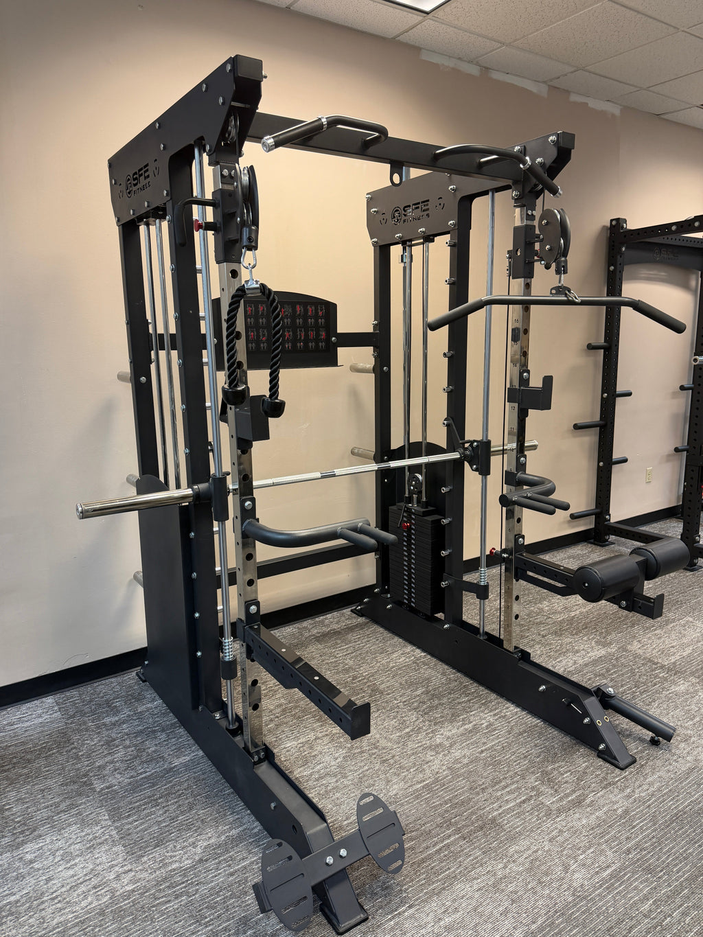 All-in-One Home Gym, Power Rack w/ Smith Machine & Functional Trainer w/ 2x - 220lb weight stacks (New) Sports & Fitness Exchange