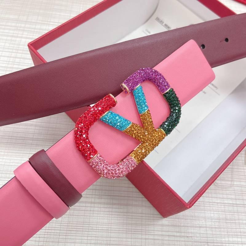 VALENTINO GARAVANI V logo Rainbow Reversible Leather Belt 'Pink/Red' Banlieue91