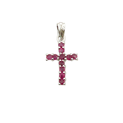 .21ct Ruby Cross Religious Pendant 10KT White Gold Bids.com