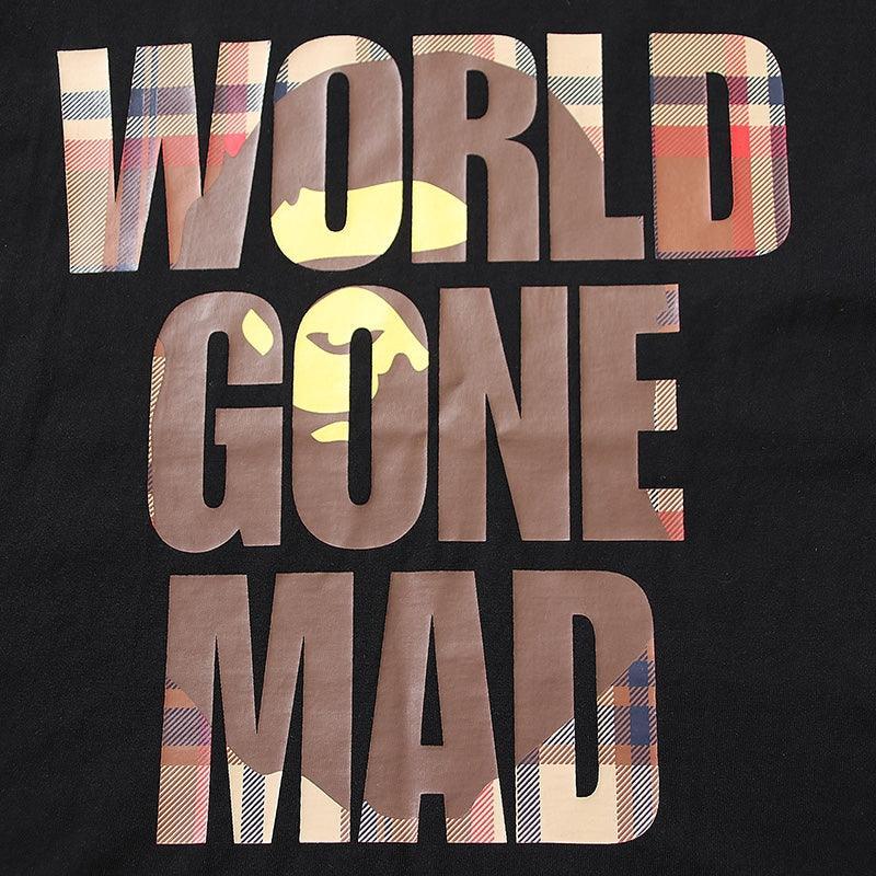Bathing Ape Black World Gone Mad T-Shirt without Collar Banlieue91