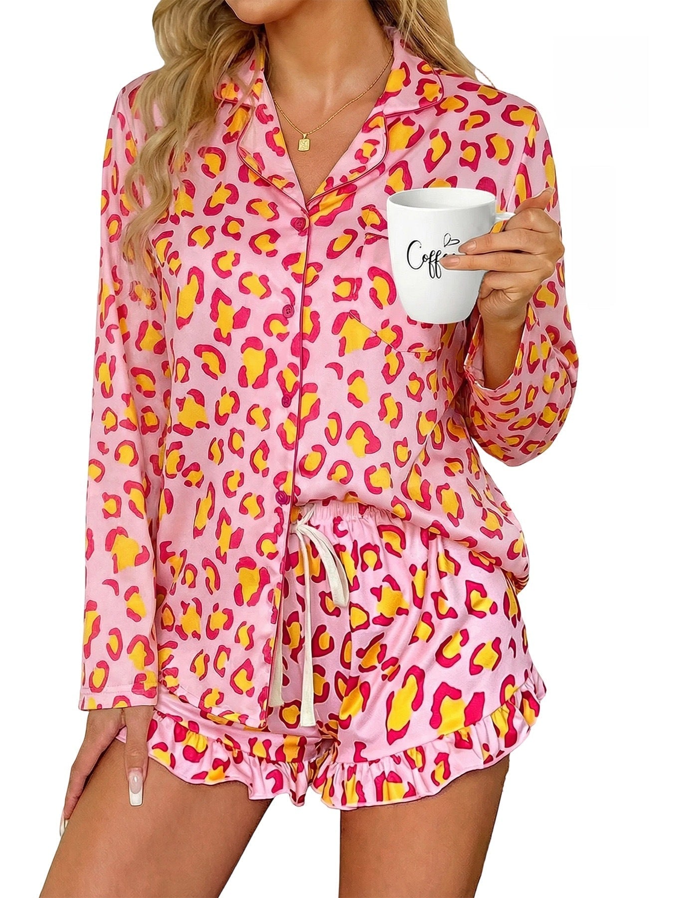 Women’s Milk Silk Leopard Print Pajama Set FitiqueFit