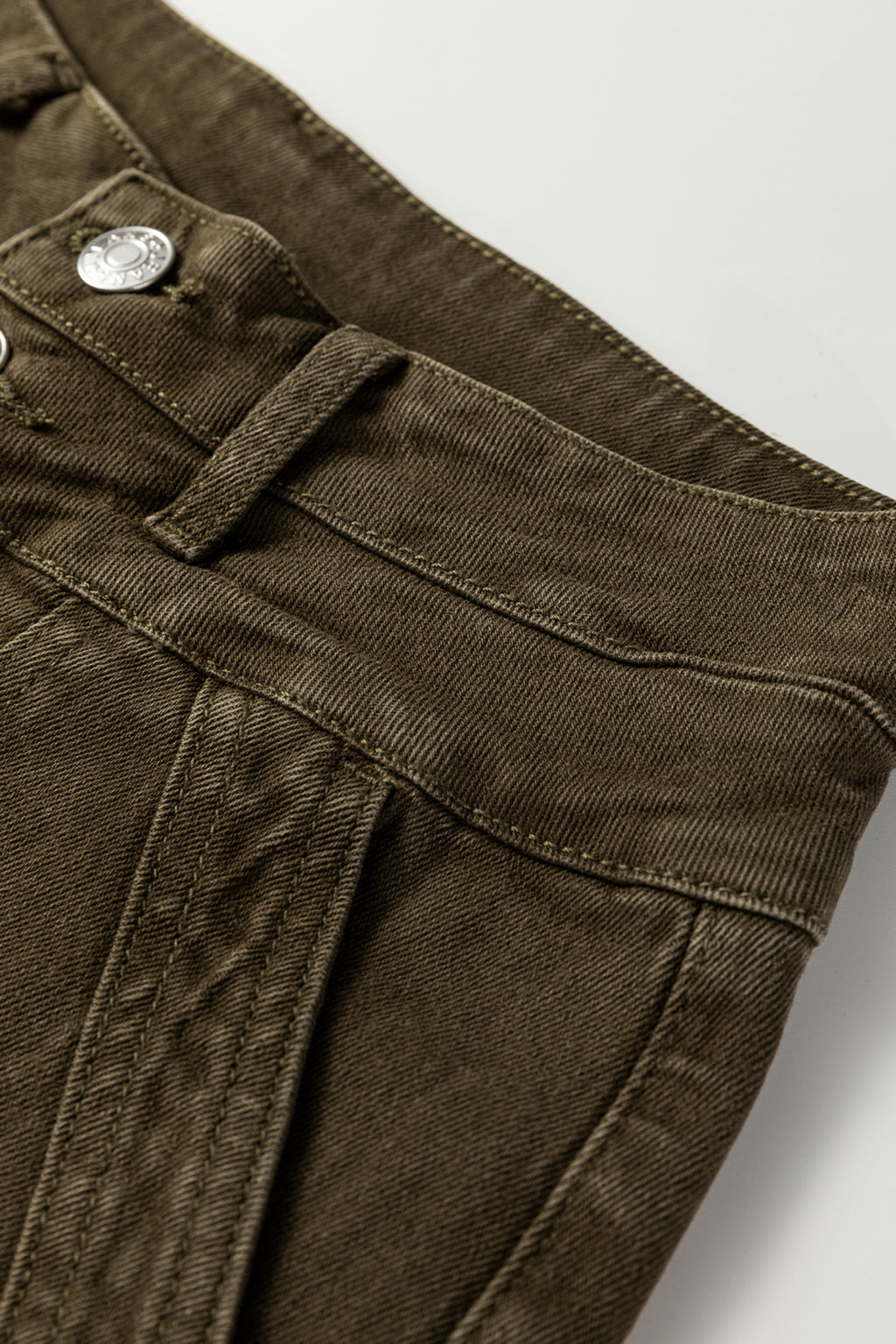 Jungle Green Double Waistband Loose Straight Jeans Shewin