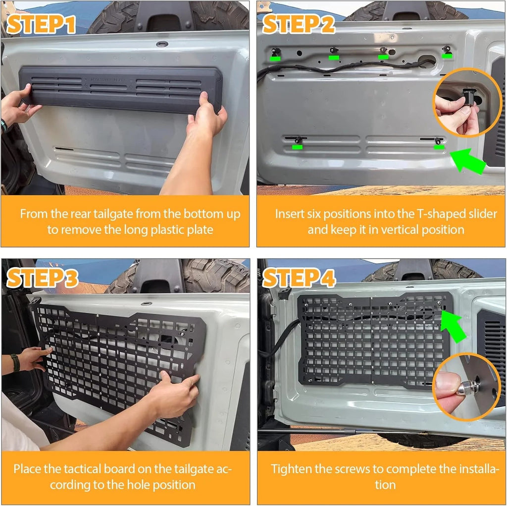 OFF ROAD Tailgate Storage Panel Tailgate Molle Panel Steel Cargo Shelf Storage Luggage Holder Carrier for Ford Bronco Accessorie