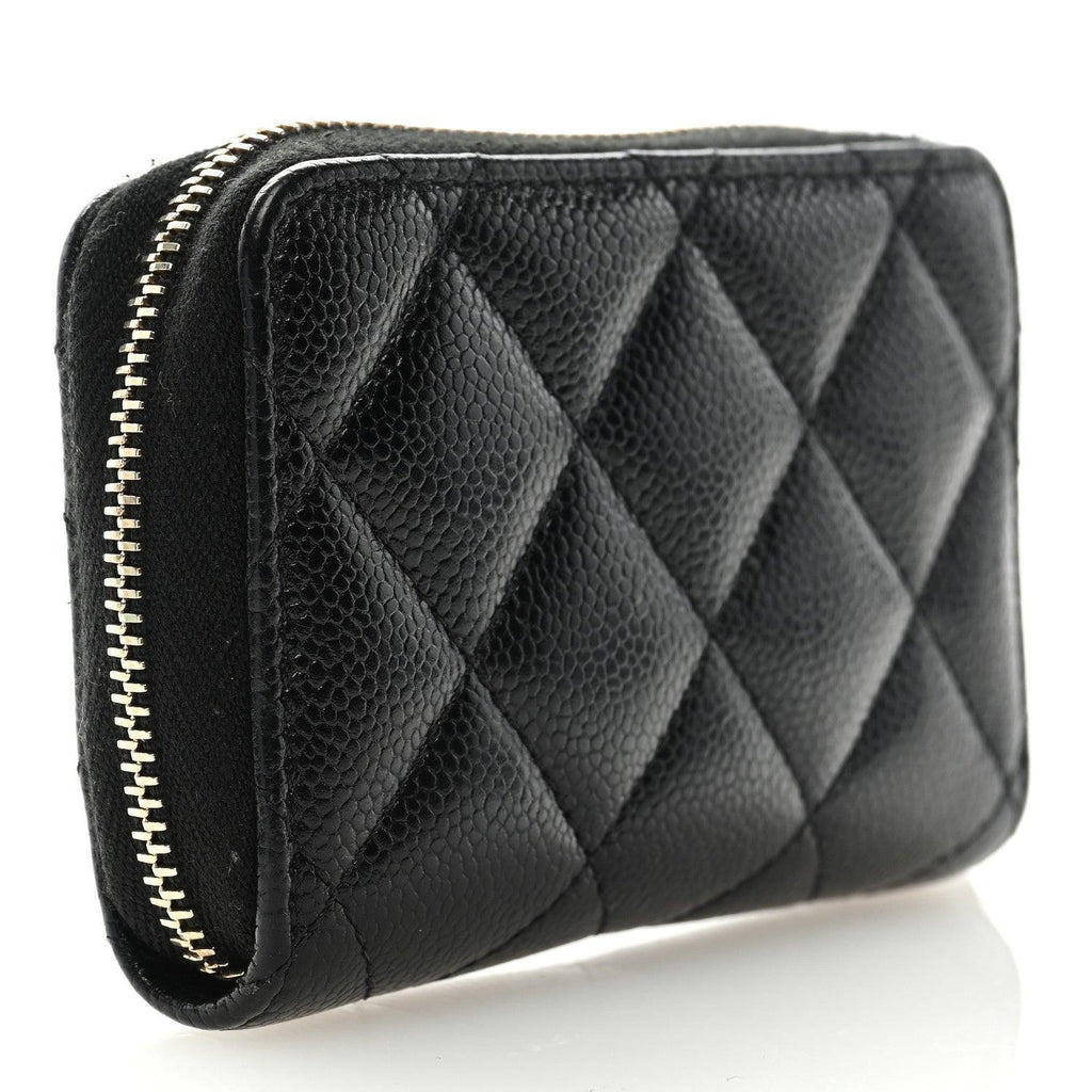 Chanel  Caviar Quilted Multi Chain CC Zip Coin Purse Black Banlieue91
