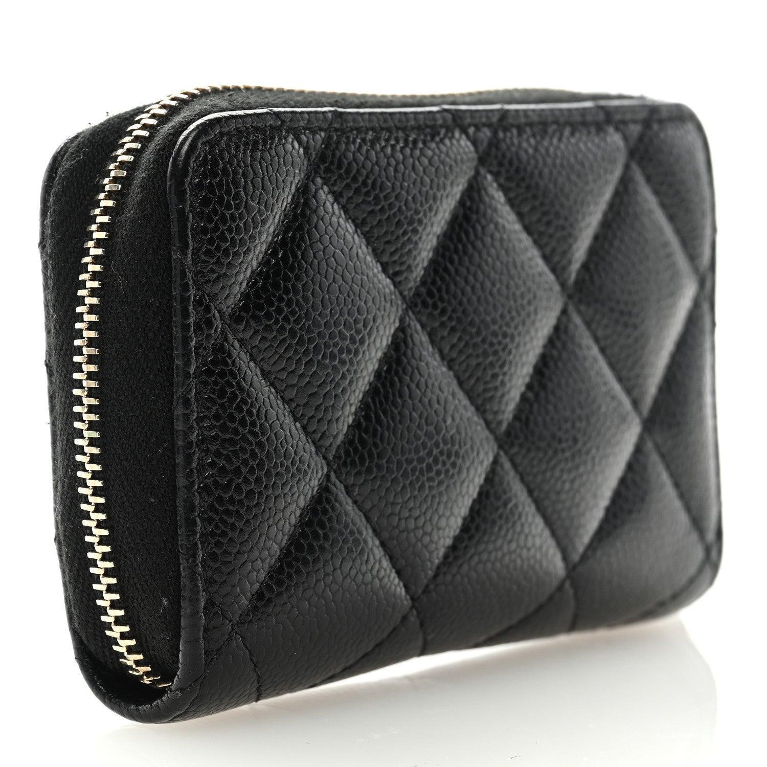 Chanel  Caviar Quilted Multi Chain CC Zip Coin Purse Black Banlieue91