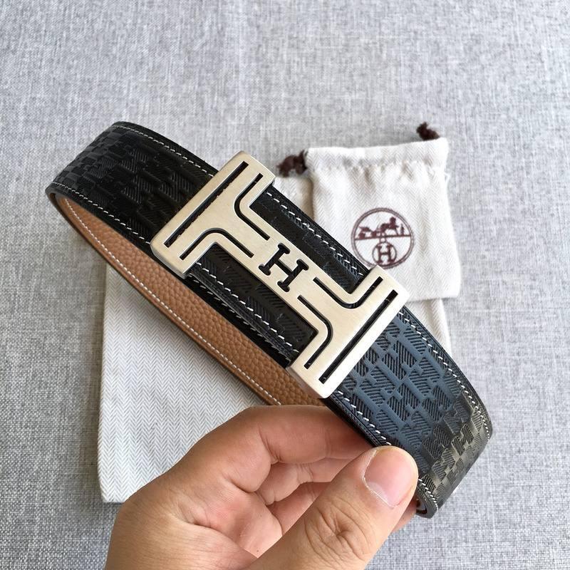 Hermes Men Silver Buckle Belt 'Black' Banlieue91