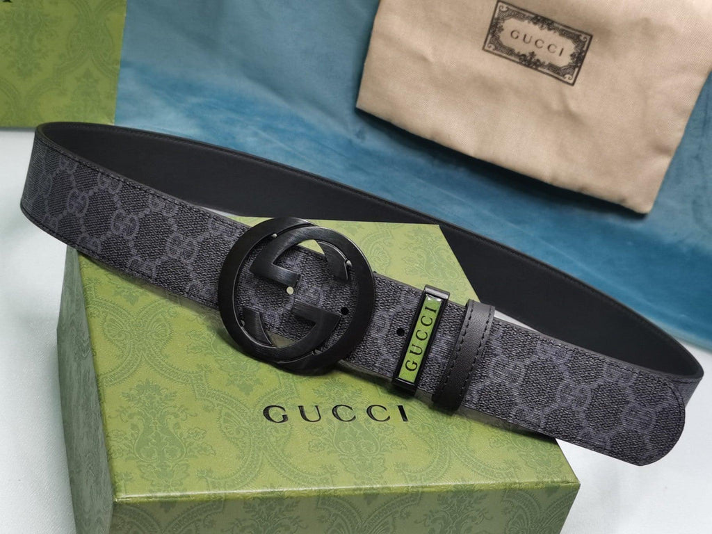 GUCCI Embellished coated-canvas and leather belt Banlieue91