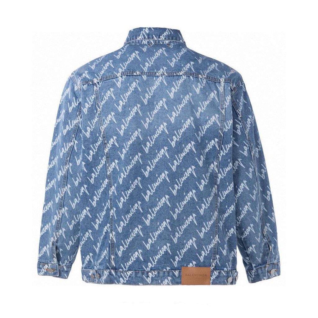Balenciaga Logomania All Over Large Fit Jacket Blue Banlieue91