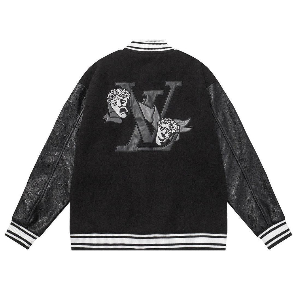 Louis Vuitton Jacket Monogram Embossed Leather Melton Wool Banlieue91