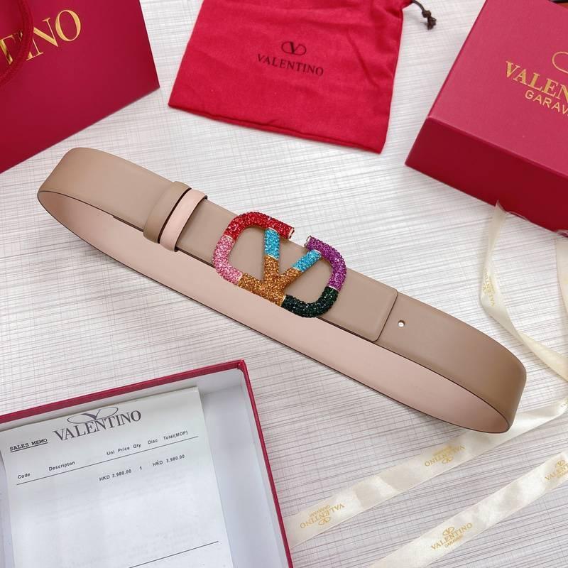 VALENTINO GARAVANI V logo Rainbow Reversible Leather Belt 'Beige/Light Brown' Banlieue91