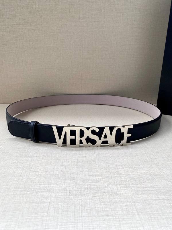 Versace Women's Leather Logo Decorated Buckle Belt Banlieue91