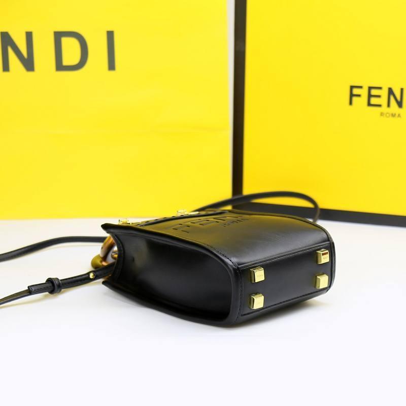 Fendi  Vitello King Plexiglass Logo Embossed Mini Fendi Sunshine Shopper Tote