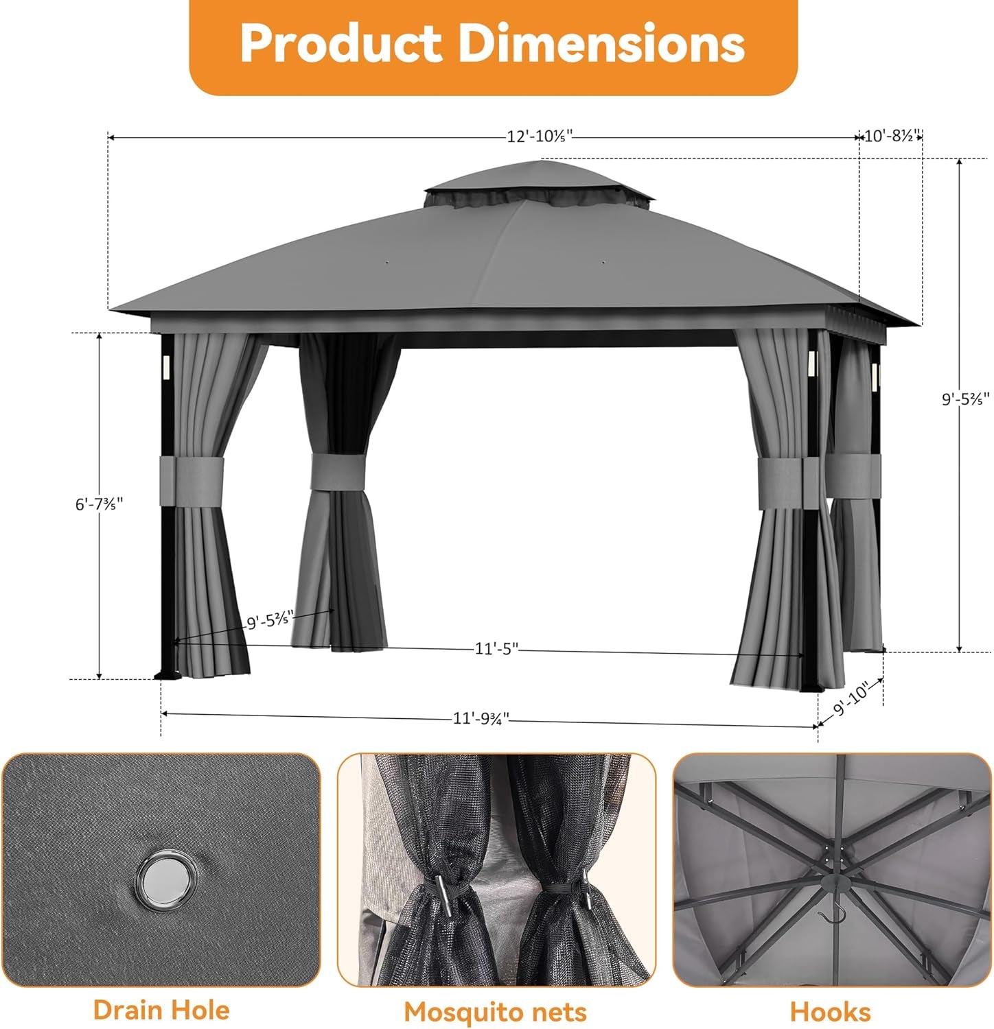 Patio Gazebo 11x13 Outdoor LED Lighting Netting System