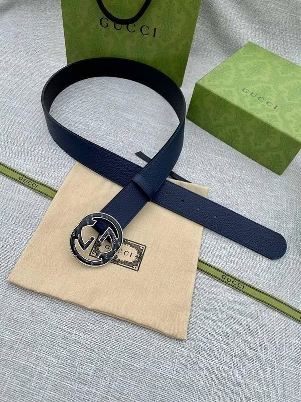 GUCCI Embellished coated-canvas and leather belt 'Blue' Banlieue91