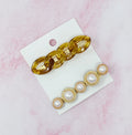 Marble Chain And Pearl Hair Clip Set