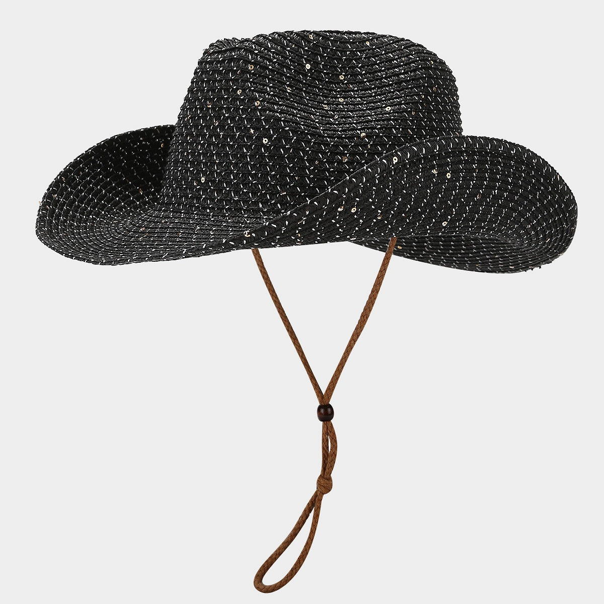 Women's Panama Straw Woven Sun Hat – Windproof Sequin Detail Beach Hat FitiqueFit