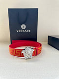 VERSACE La Medusa La Greca Belt In Red Silver Banlieue91