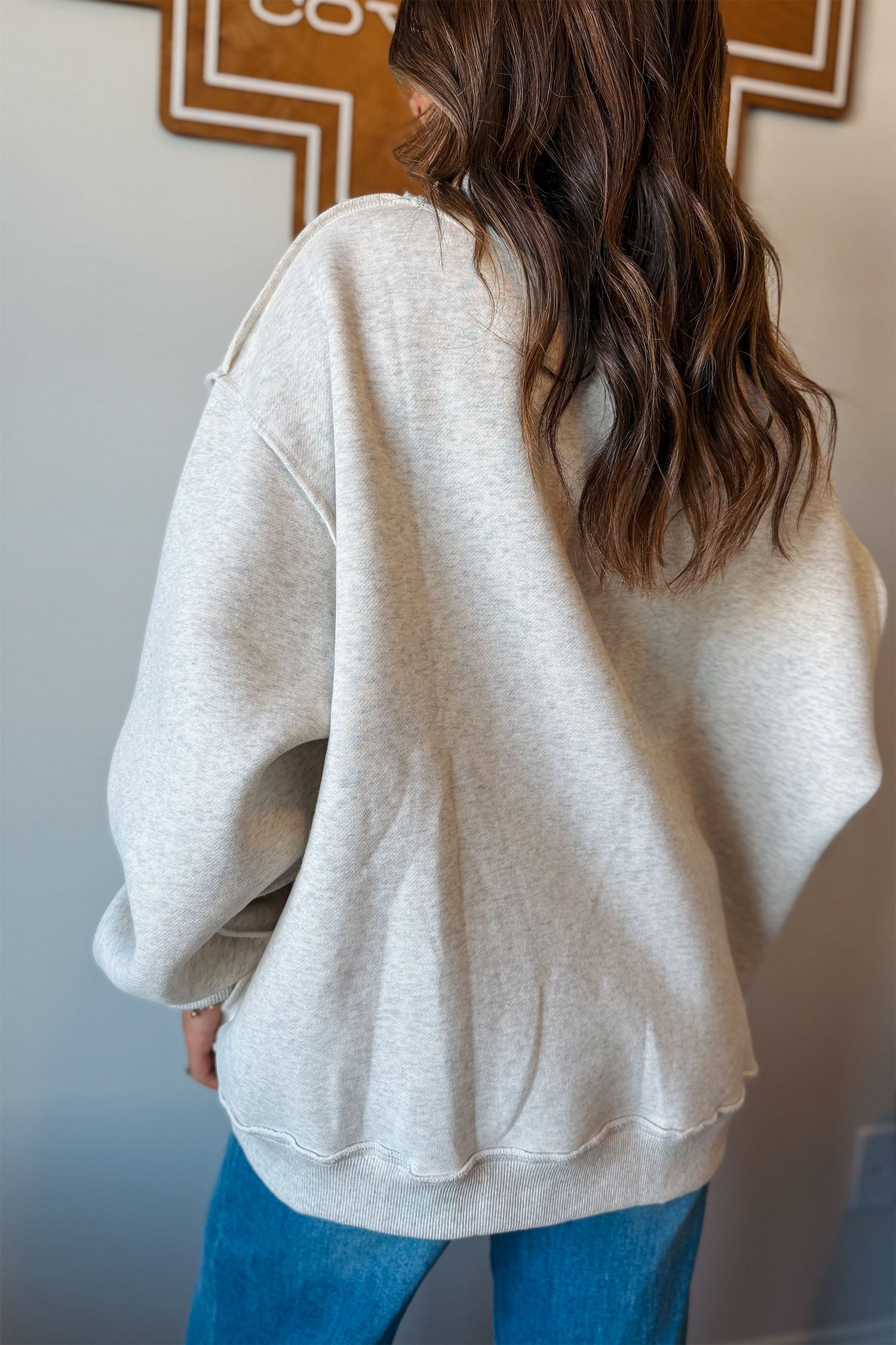 Light Grey Mock Neck Christian Faith Print Pullover Sweatshirt