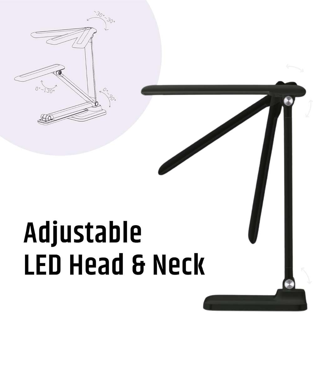 Brilli 15"H Bright-Clean Antimicrobial LED Desk Lamp Matte Black Finish with Wireless Charging LampsUSA