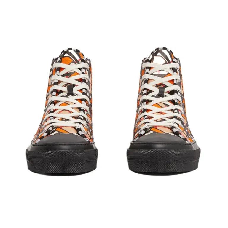 Burberry High Top Stylish Skateboarding Shoes 'Bright Orange' Banlieue91