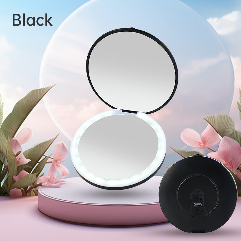 Mini portable LED light-emitting makeup mirror round stackable lighted beauty mirror V.I.P Digital Presence