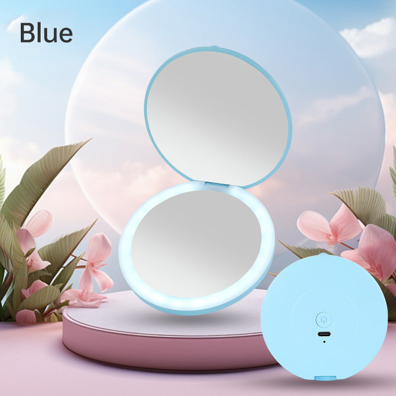 Mini portable LED light-emitting makeup mirror round stackable lighted beauty mirror V.I.P Digital Presence