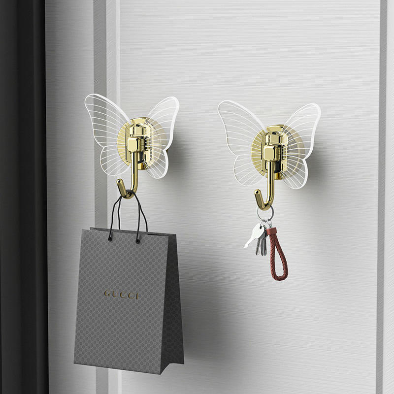 Non perforated butterfly hook three-dimensional foyer clothes hook keychain