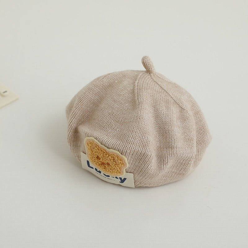Children Spring and Autumn Beret Baby Cute Bear Hat Korean Version Male and Female Baby Corduroy Painter Hat V.I.P Digital Presence