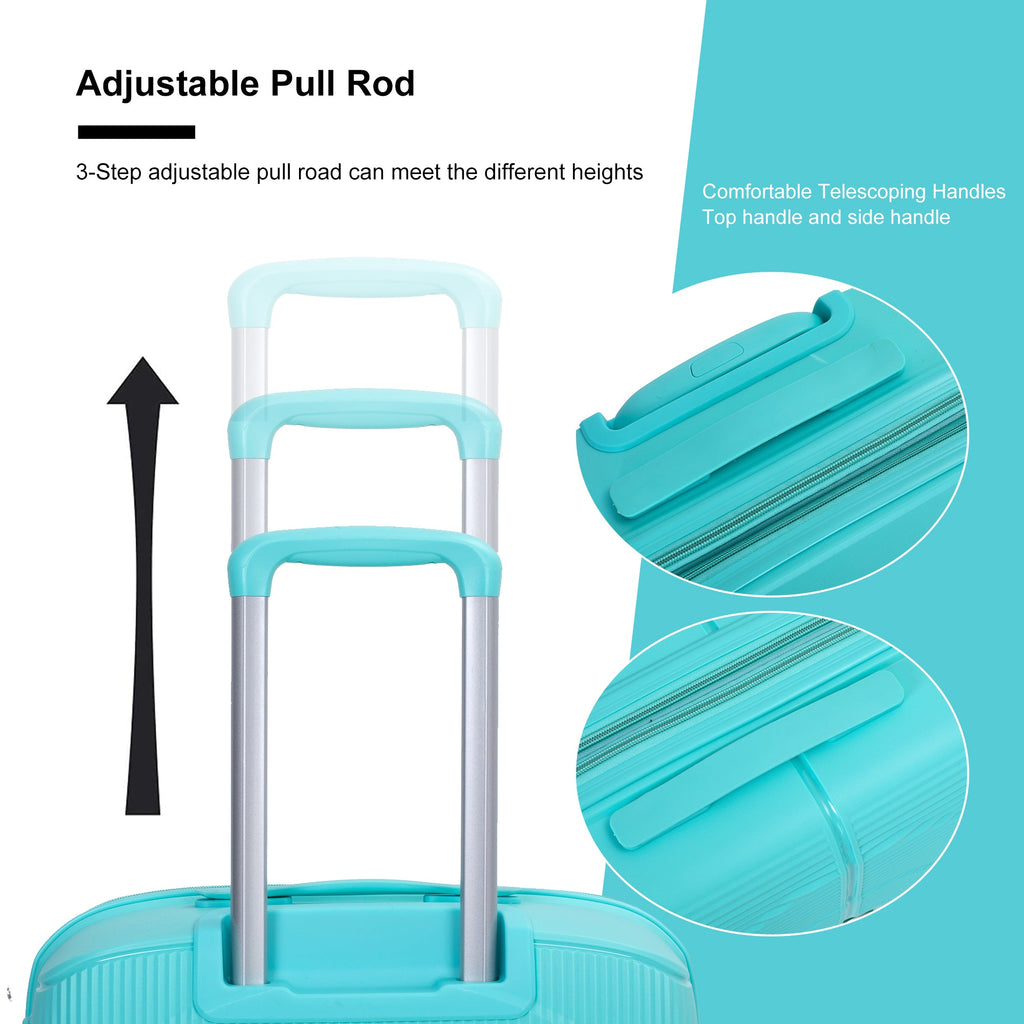 Expandable Hardshell Suitcase Double Spinner Wheels PP Luggage Sets Lightweight Durable 3-Piece Set (20/24/28) , Lake Blue