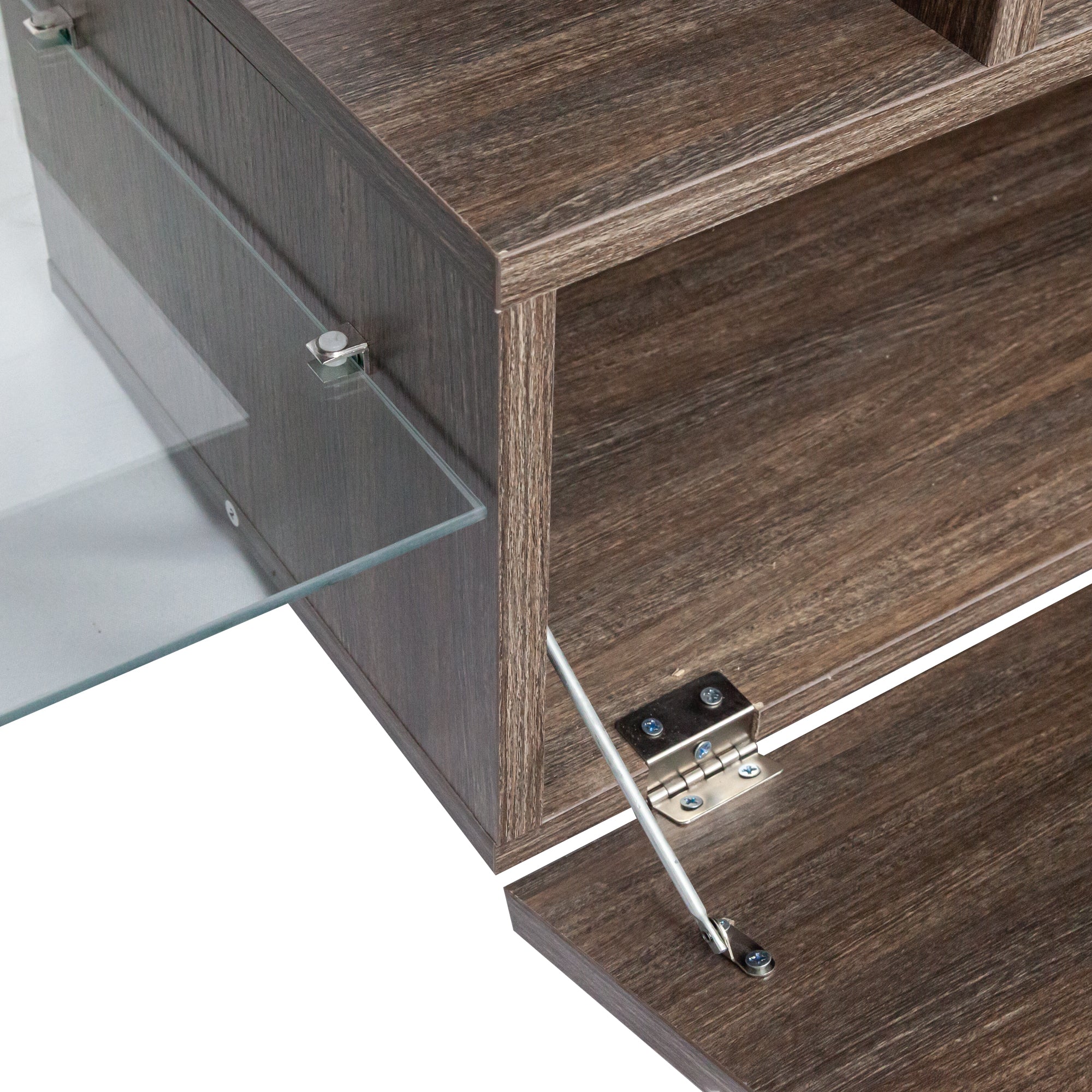 20 minutes quick assembly brown simple modern TV stand Brown TV bracket with LED Color Changing Lights for Living Room
